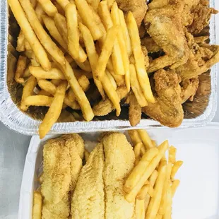 chicken wings and fried chicken, food