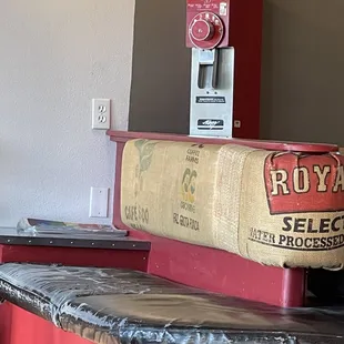 a coffee machine and coffee bags