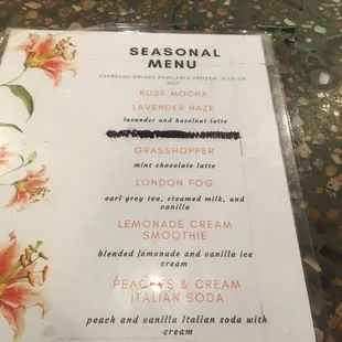 menu