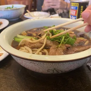 Beef noodle soup from Chinese menu. (Not standard menu) it's huge!