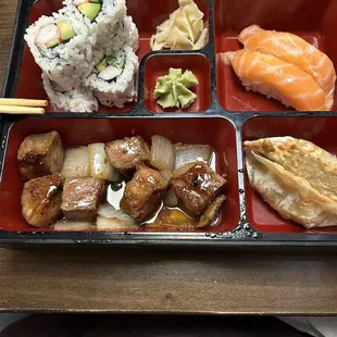 Samurai bento box... sorry I scarfed down all the veggies!