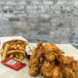 fried chicken and onion rings