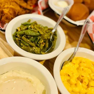 three bowls of macaroni and cheese