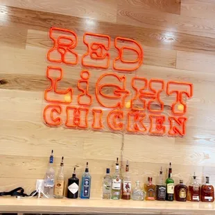 neon sign in restaurant
