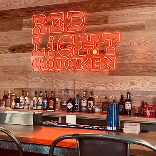 neon sign in restaurant