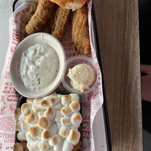 Steak fingers basket w/ sweet potato casserole