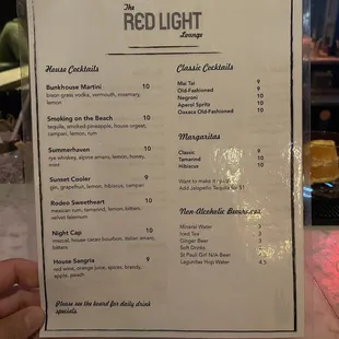 Drink menu