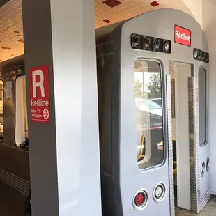 a subway train at a station