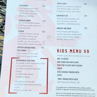 menu