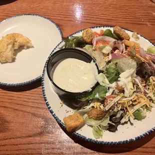 Dinner Side Salad and a biscuit