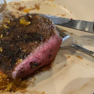 Picture does not show just how RARE the steak was... it was legit COLD in the middle.