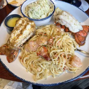 Rock and New England Lobster with a cheese spaghetti shrimp. Very good