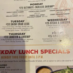 Daily Specials Menu