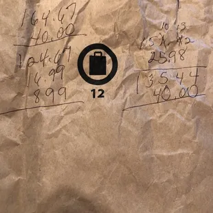 Paper bag math I tried to show them