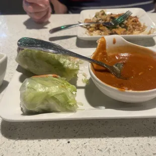 Shrimp and pork spring rolls.... The pork tastes old!!!!