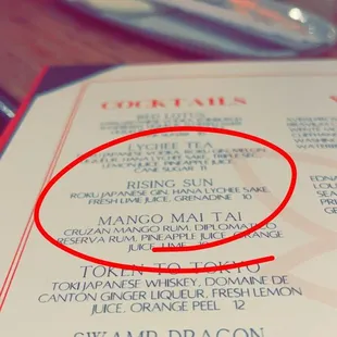 the menu