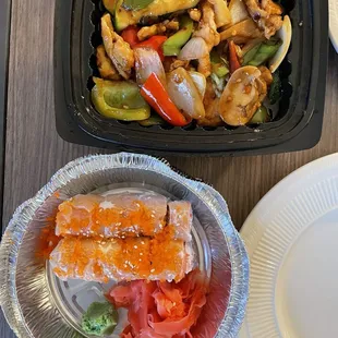 Alaska roll &amp; Szechuan Chkn (medium spice = not hot)