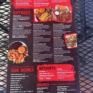 Back of menu