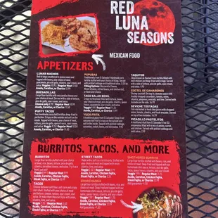 Front of menu