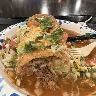 Digging in to my spicy pork chimichanga.