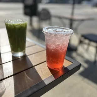 Iced Matcha Latte and Italian Soda