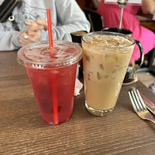 Cherry Italian Soda + Iced Caramel Latte