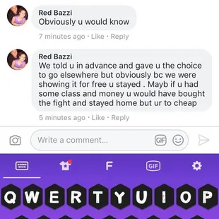 a text message from a woman on her phone