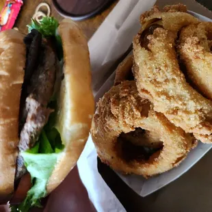 Onion Burger and Onion Rings