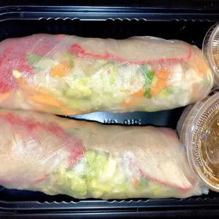 Spring Rolls: Shrimp, BBQ pork, rice noodles, fresh herbs and lettuce