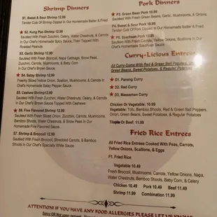 menu