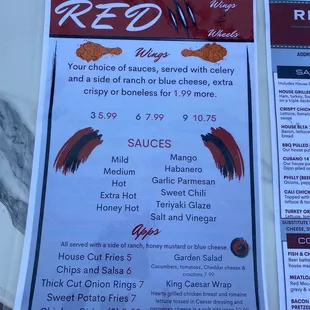 menu and prices
