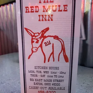 a sign for the red mule inn