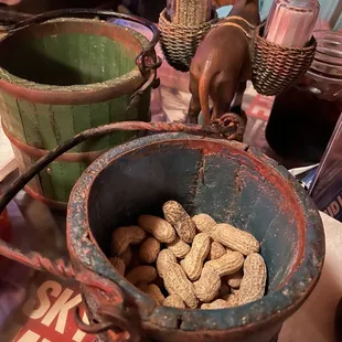 a bucket full of peanuts