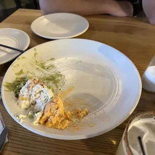 The clearly empty artichoke appetizer our server not once came by to refill and no food YET.