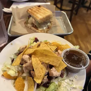 Half meatloaf panini and half Mandarin Chicken salad. Both delicious!
