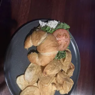 Chicken Salad Croissant with Pub Chips.