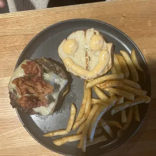 Mushroom Burger with fries