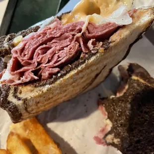 Great Ruben! Corn beef nice &amp; thinly sliced! Fries were wonderful. Mmmm so full ...food coma now!