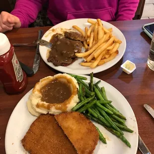 We had already started eating but there is still lots!  Veal and meatloaf dinners.