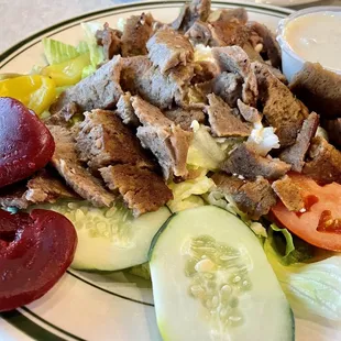 Small Greek Salad with Gyro Meat