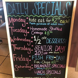 Daily specials at Red Olive!