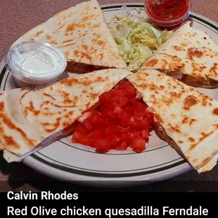 a plate of quesadillas