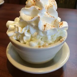 Rice pudding with whip cream
