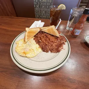 Corned Beef Hash and Eggs Breakfast