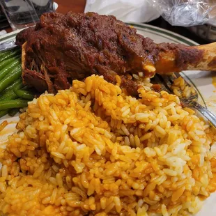 Lots of rice with lamb shank