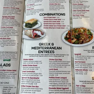 a menu for greek cuisine