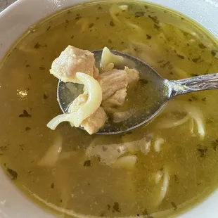 Always big chunks of chicken in their chicken soup!