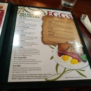 Breakfast menu