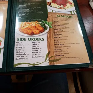 Dinner prices range from 8.99 to 13.99