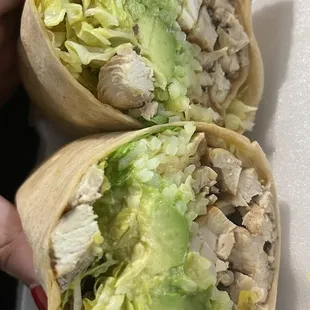 Grilled Chicken Avocado Wrap w/added rice is delicious